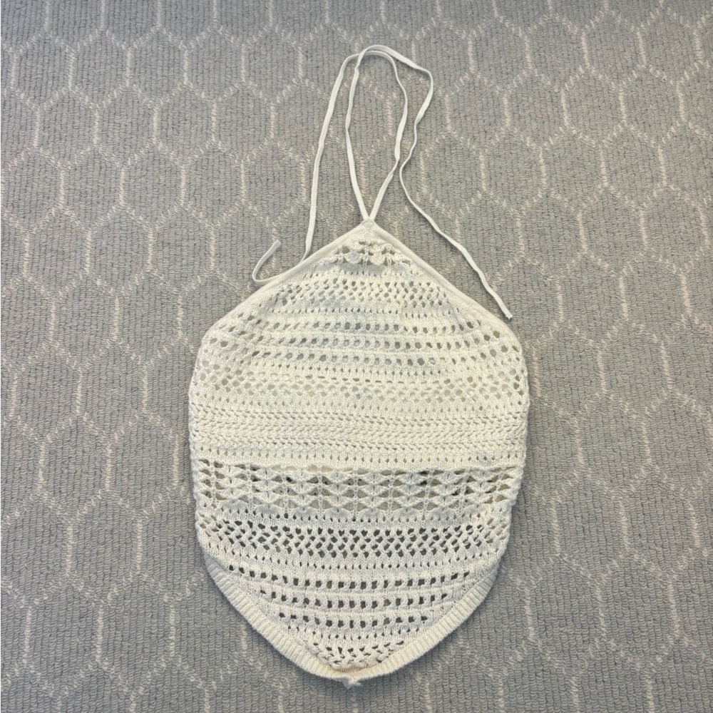 Abercrombie & Fitch white crochet halter top